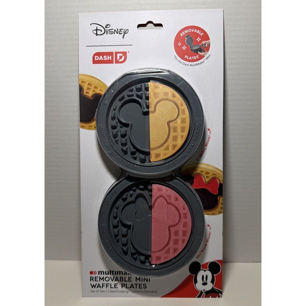 Dash Disney Mickey Minnie Mouse 2pk Removable‎ Plate Mini Waffle Maker System
